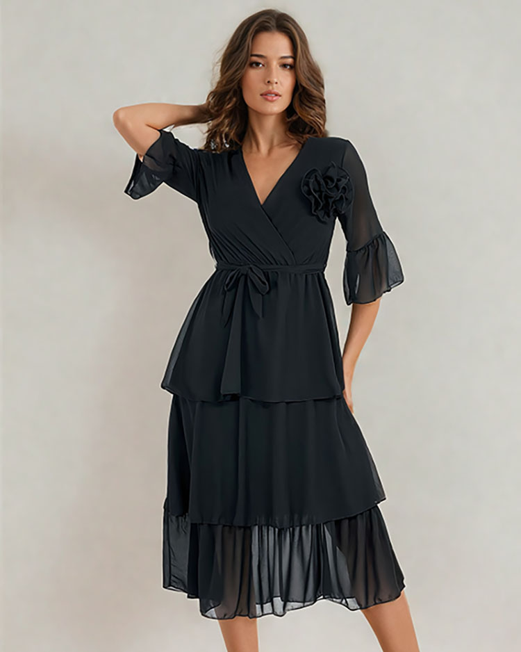 Royalfashion Дамска миди рокля с къдри