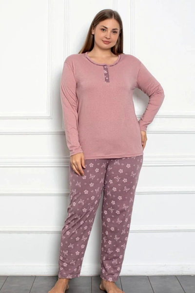 Royalfashion Дамски памучен комплект пижама с печат на пеперуда ВТОРИ РАЗМЕР