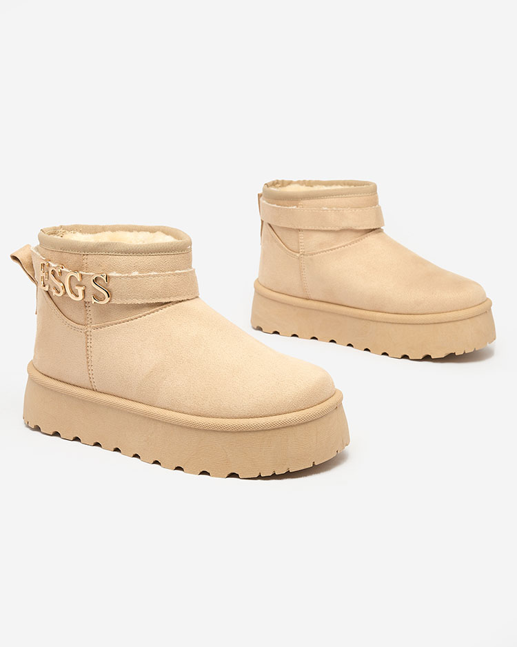 Royalfashion Светлокафяви дамски обувки a'la ботуши за сняг с орнамент Parisela