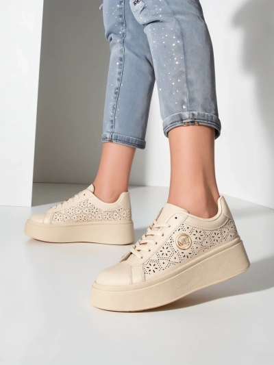 Aurelia Бежови Сникърси Платформа Royalfashion Еко Кожа
