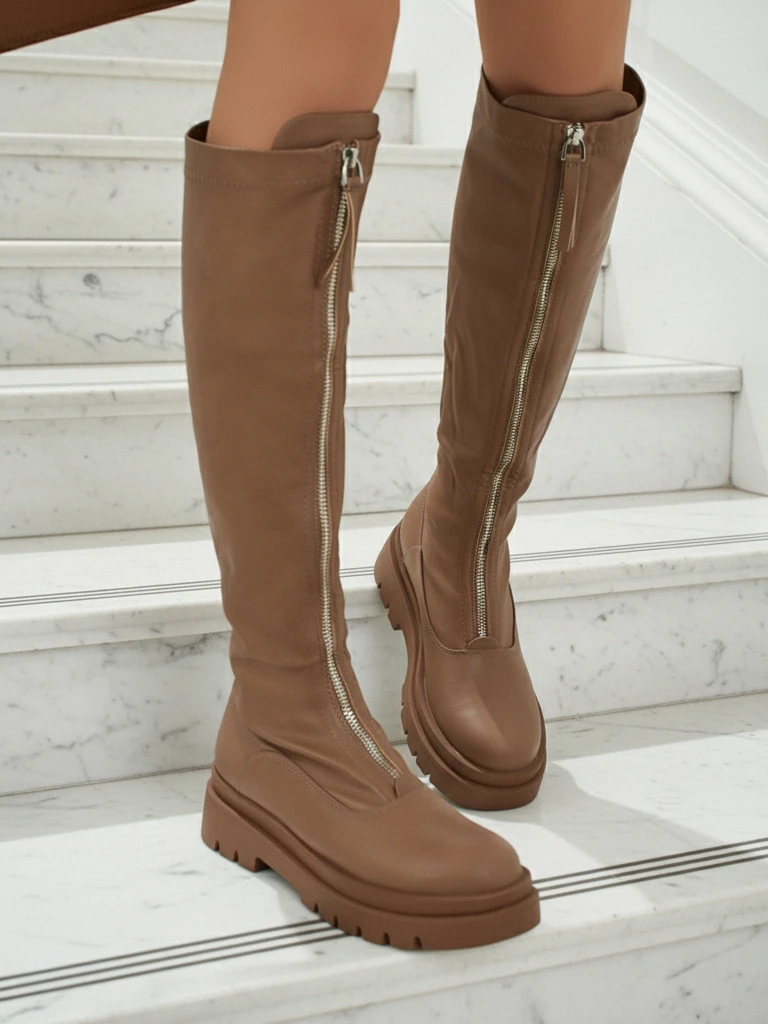 Дамски ботуши с цип по средата Merivon