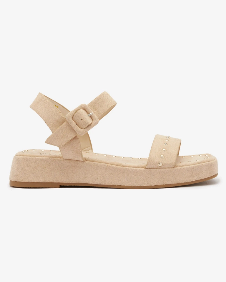 Бежови дамски сандали с камъни Franssia - Обувки