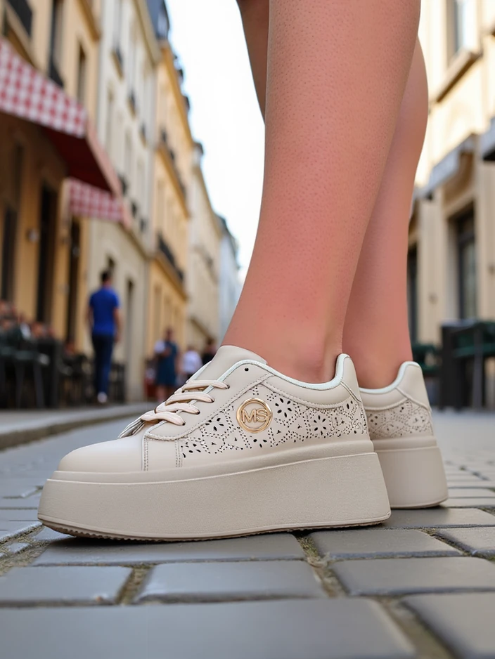 Aurelia Бежови Сникърси Платформа Royalfashion Еко Кожа