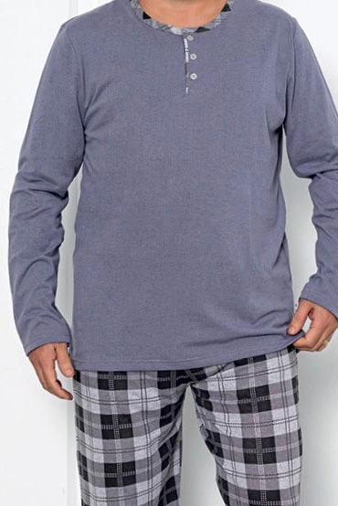 Royalfashion Памучни мъжки каре пижами ПЛЮС РАЗМЕР