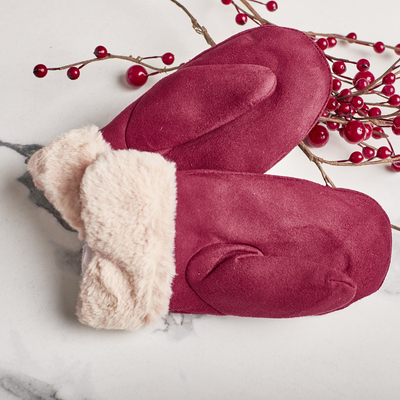 Bordowe dziecięce rękawiczki na sznurku i z jednym palcem - Rękawiczki