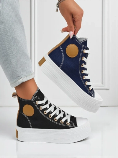 Дамски маратонки Callisto Nero на платформа, плат, черни, лято/есен