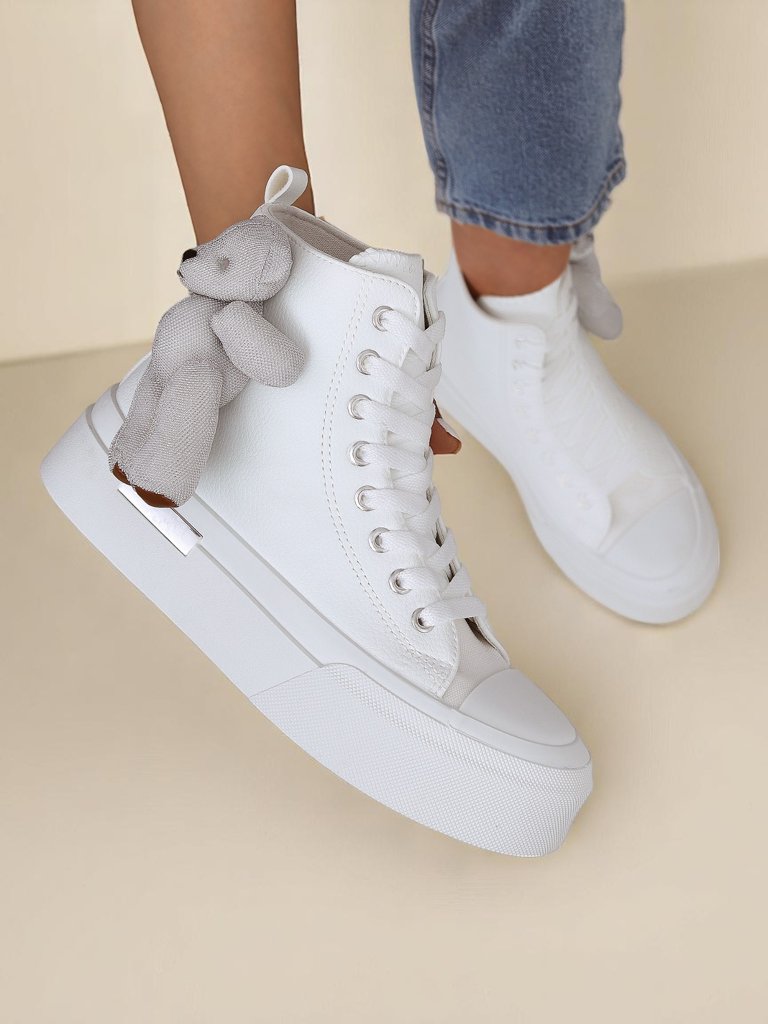 Royalfashion Дамски високи кецове с мече Теди