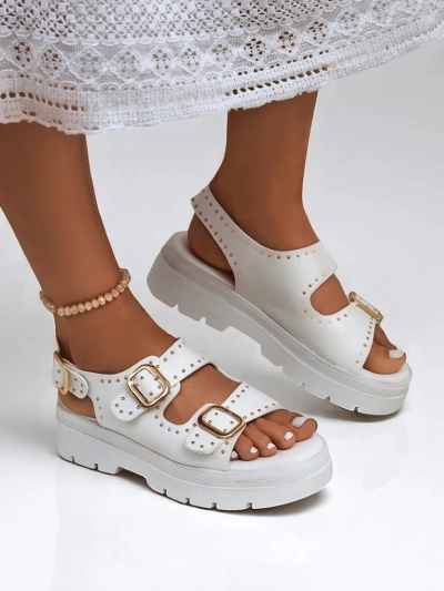 Royalfashion Дамски сандали на дебела подметка с камъчета Rocky Chic