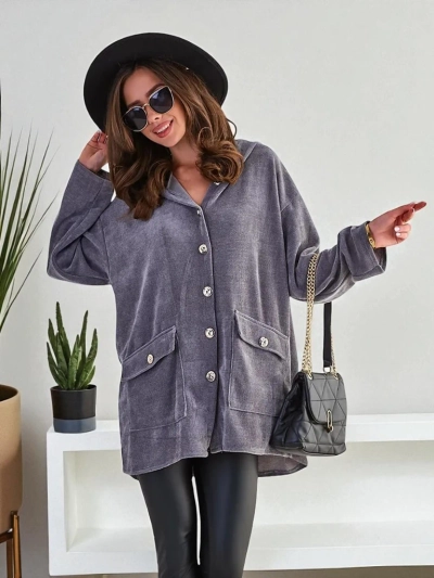 Рокля за жени на Royalfashion с златни копчета ПЛЮС РАЗМЕР