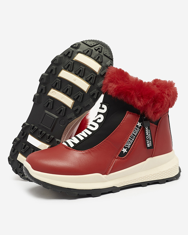 Червени дамски изолирани ботуши с кожа Scherr- Footwear