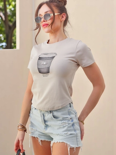 Ройалфешън дамска algodón тениска с принт от ринстоуни