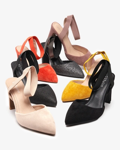 Sandały damskie na słupku w kolorze pomarańczowym Brossi- Obuwie