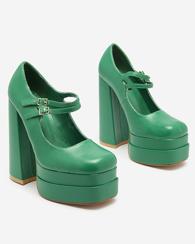 Зелени дамски обувки с висок ток Edisa - Обувки