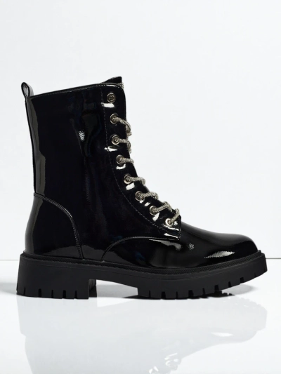 Лакирани дамски боти с връзки Fjorra