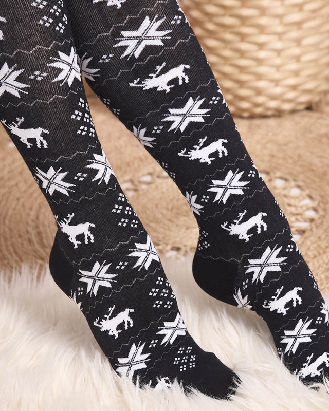 Дамски коледни чорапи над коляното в черно - Бельо