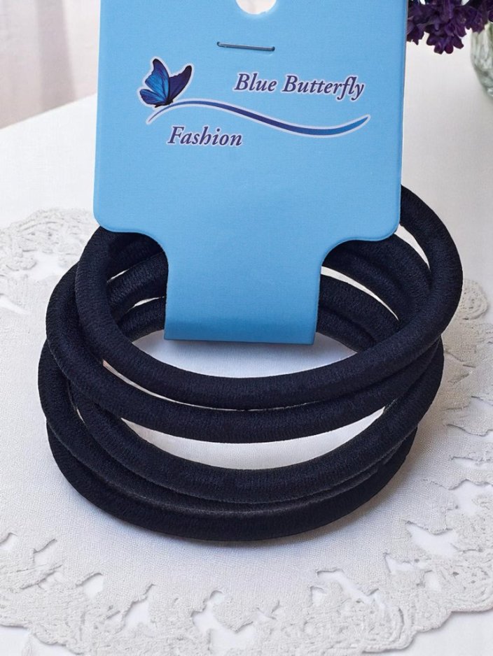 Royalfashion Комплект от 5 черни ластика за коса Nero