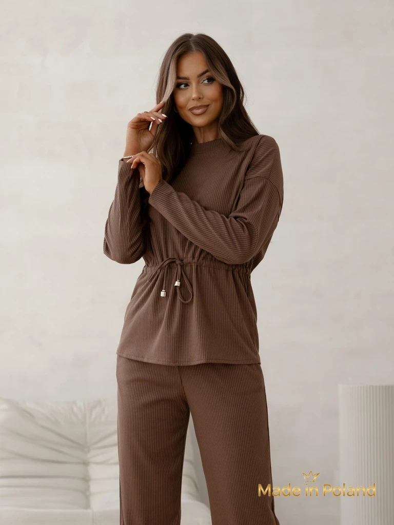 Royalfashion Дамски комплект от памук, в стил плетен, на райета