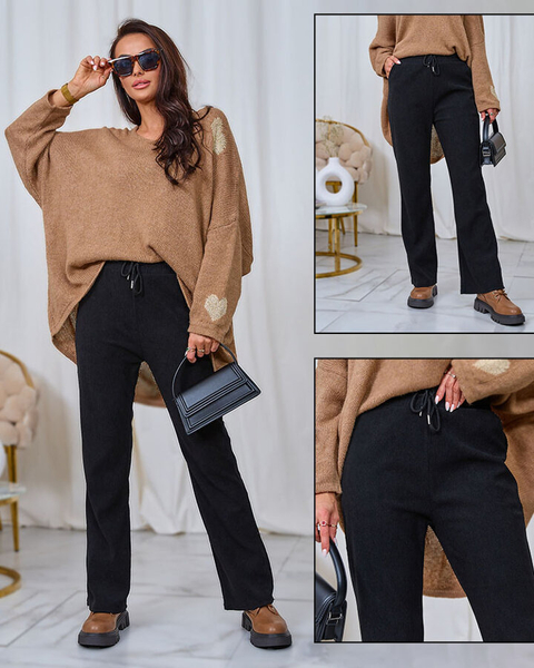 Royalfashion Дамски панталон от велурена материя в черно