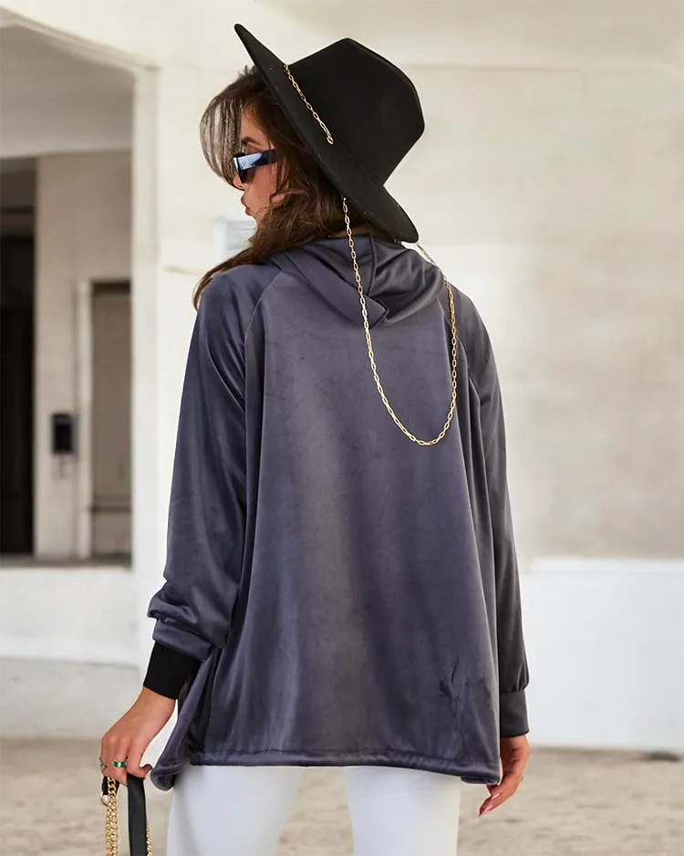 Royalfashion Дамски суитшърт с качулка без цип