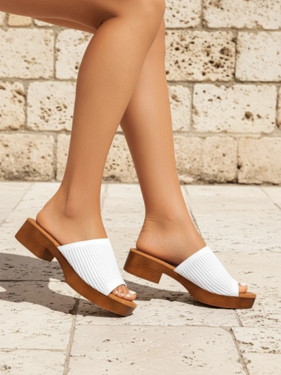 Royalfashion Дамски чехли на нисък ток Ribbed Grace