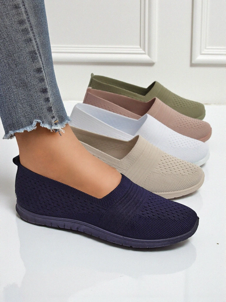 Дамски мокасини Lyra Тъмносини дишаща материя на равна подметка