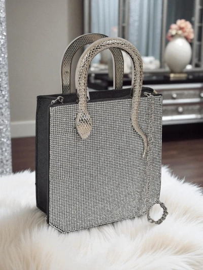 Royalfashion Дамска чанта тип плик с цирконии и дръжки змия Snake Glam