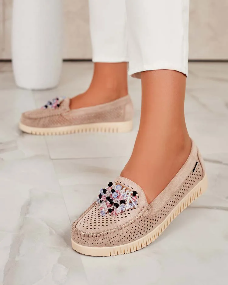 Royalfashion Дамски ажурни мокасини с мъниста Namis