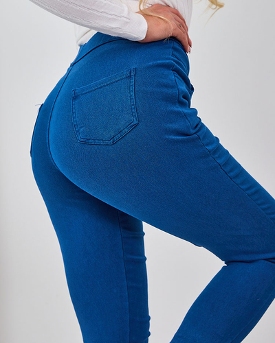 Royalfashion Дамски панталони тегели в син цвят