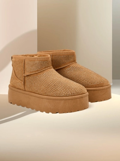 Ройалфешън Бежови дамски снежни ботуши а'ла UGGs Corob