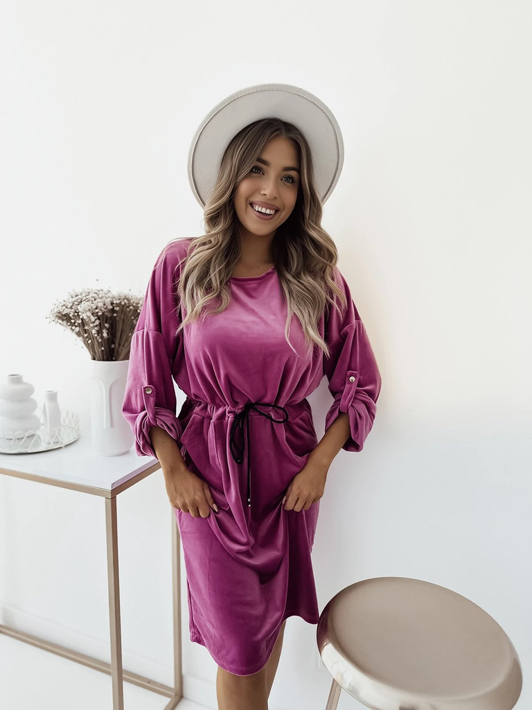 Royalfashion Дамска миди рокля в цвят фуксия