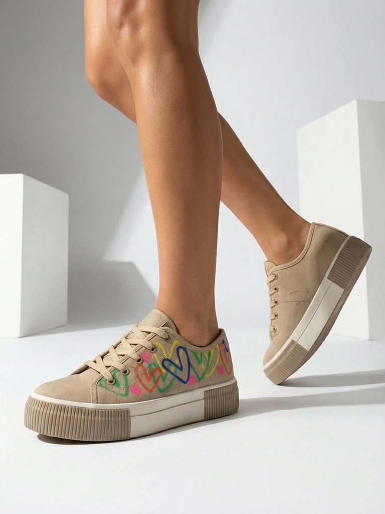 Royalfashion Женски маратонки с принт на сърца Sercess