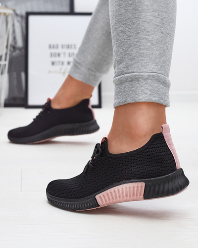 Черни дамски спортни обувки с розови вложки Keteti - Обувки