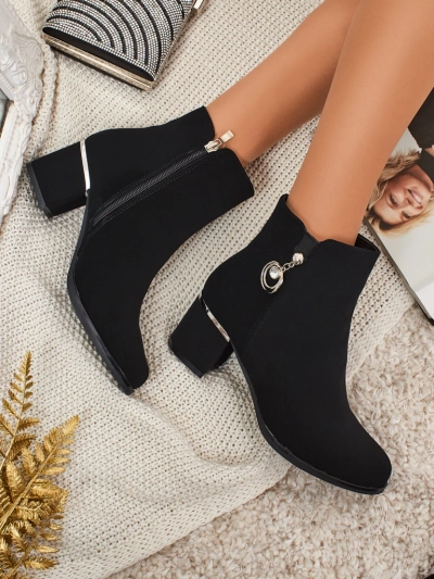 Дамски еко кожени боти до глезена на ток Norevaya