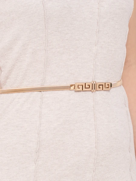 Златен метален дамски колан Minerva Elegante с гръцки мотив, 64-100 см