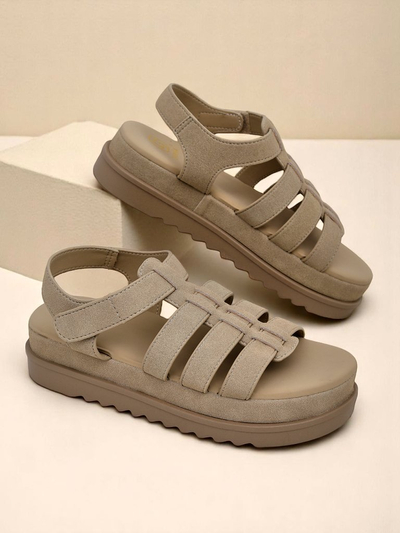 Дамски сандали Royalfashion Helena Classico платформа светлокафяви