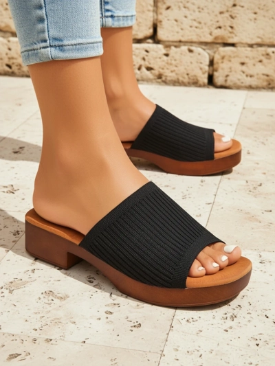 Royalfashion Дамски чехли на нисък ток Ribbed Grace