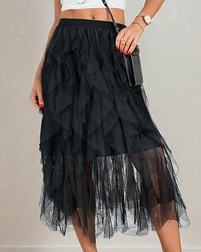 Royalfashion Дамска двупластова миди пола