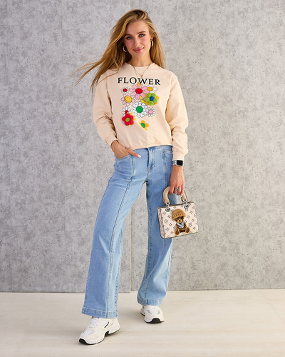 Royalfashion Дамски памучен суитшърт с тънък принт