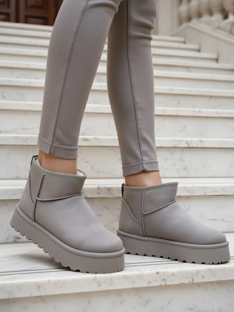 Royalfashion Къси дамски снежни ботуши а'ла Фофио