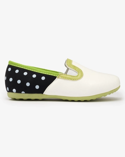 Бели полуобувки за момичета от екокожа с щампа на грах Rellme- Footwear