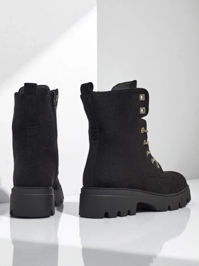 Дамски еко велурени боти с връзки Tessaro