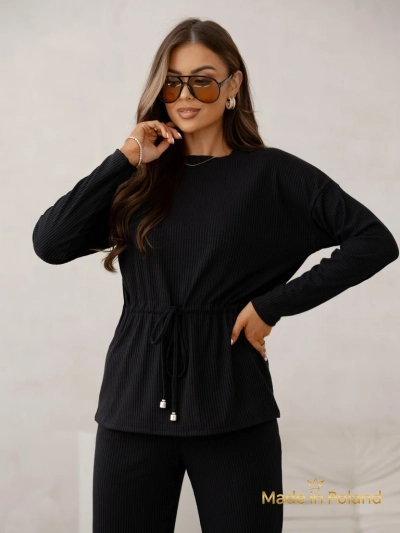 Royalfashion Дамски комплект от памук, в стил плетен, на райета