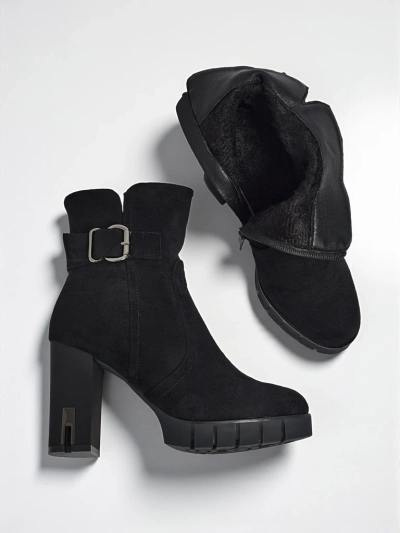 Дамски еко велурени боти до глезена на ток Liravie