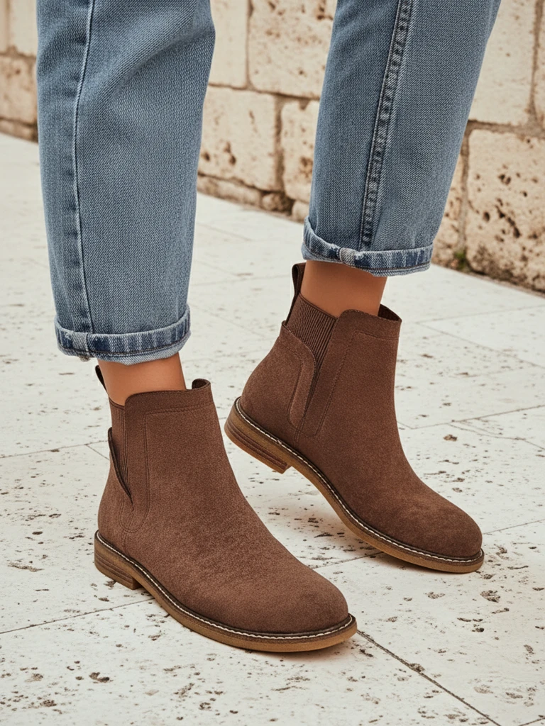 Дамски боти в стил Челси от еко-велур Veysi