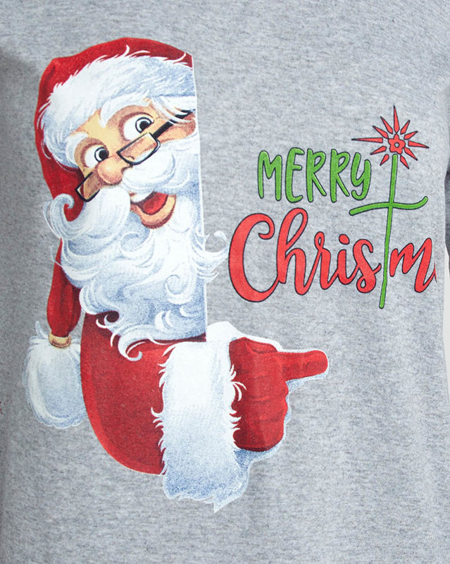 Сива дамска пижама от 2 части с коледна щампа- Облекло