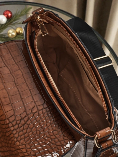 Дамска чанта Aurora Тъмнoкафява Кожена Елегантна