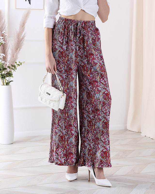 Дамски панталон с широки крачоли в червено - Облекло