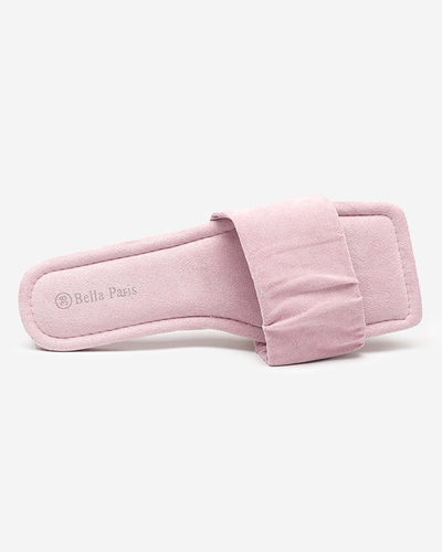 Fioletowe damskie eko-zamszowe płaskie klapki Nesico - Obuwie