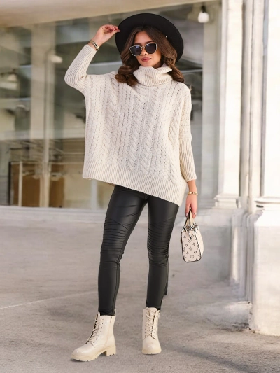 Royalfashion Дамски пуловер с волан