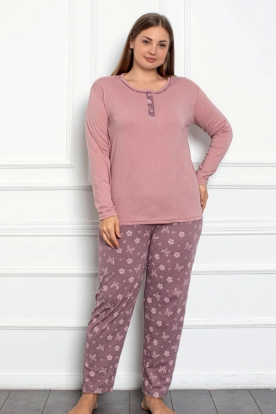 Royalfashion Дамски памучен комплект пижама с печат на пеперуда ВТОРИ РАЗМЕР